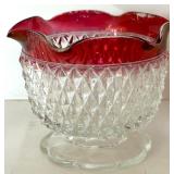 Ruby Red & Clear Glassware Lot - Lenox, Vintage Bowls, Plates, Pitcher