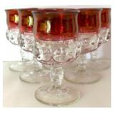 Ruby Red & Clear Glassware Lot - Lenox, Vintage Bowls, Plates, Pitcher