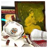 Folk-Inspired Home Decor Lot with Textiles, Plates, and Wall Art