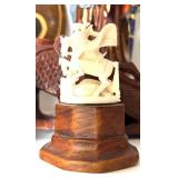 Assorted Collectibles Lot: Folk Art, Figurines, Carvings, and Decor