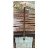 Vintage Craftsman Reel Lawn Mower, Wood Outdoor Lounger, and Metal Snow Shovel