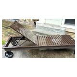 Vintage Craftsman Reel Lawn Mower, Wood Outdoor Lounger, and Metal Snow Shovel