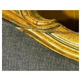 Antique Carved Wood Sofa with Purple Upholstery