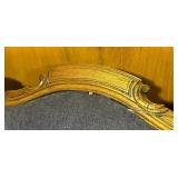 Antique Carved Wood Sofa with Purple Upholstery