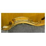 Antique Carved Wood Sofa with Purple Upholstery