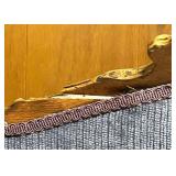 Antique Carved Wood Sofa with Purple Upholstery