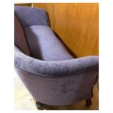 Antique Carved Wood Sofa with Purple Upholstery