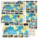 US Mint Stamp Collection Lot with Vintage Brass Stamp Roll Dispenser