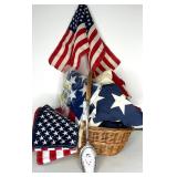 Patriotic Collectible Lot: Valley Forge US Flags & 1776-1976 Rogers Spoon