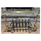 27 inch Fireplace Grate with Brass Andirons