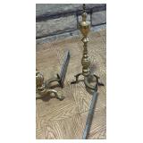 27 inch Fireplace Grate with Brass Andirons