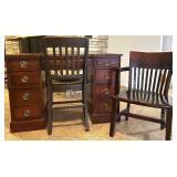Wood Office Desk and Two Matching Chairs