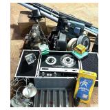 Vintage Projection Screens, Slide Projector, and A/V Equipment Lot