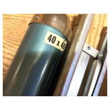 Vintage Projection Screens, Slide Projector, and A/V Equipment Lot