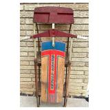 Vintage Silver Streak Wooden Sled with Metal Runners