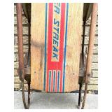 Vintage Silver Streak Wooden Sled with Metal Runners