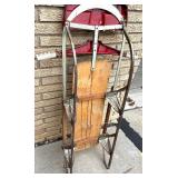 Vintage Silver Streak Wooden Sled with Metal Runners