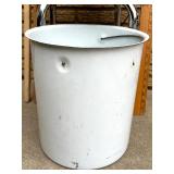 Mixed Vintage Utility Lot: Stools, Rulers, Enamel Bucket, Clamp Lamp