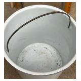 Mixed Vintage Utility Lot: Stools, Rulers, Enamel Bucket, Clamp Lamp