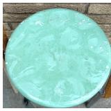 Mixed Vintage Utility Lot: Stools, Rulers, Enamel Bucket, Clamp Lamp