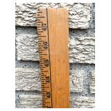 Mixed Vintage Utility Lot: Stools, Rulers, Enamel Bucket, Clamp Lamp