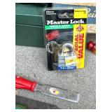 Hand tool lot with Hammers, Screwdrivers, Pliers, Stapler, and Hardware