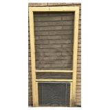 Lot of Vintage Wood Window Screens with Decorative Diamond Grilles