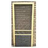 Lot of Vintage Wood Window Screens with Decorative Diamond Grilles