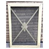Lot of Vintage Wood Window Screens with Decorative Diamond Grilles