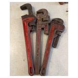 Three Heavy-Duty Pipe Wrenches