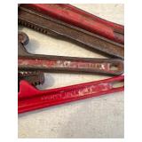 4 Assorted Pipe Wrenches in Varied Sizes
