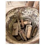 Vintage Concrete Hand Floats and Tools with Metal Bucket