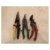 3 Assorted Metal Tin Snips