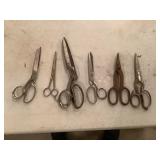 Six Vintage Metal Scissors and Shears