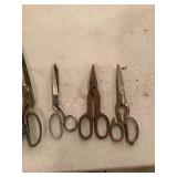 Six Vintage Metal Scissors and Shears
