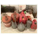 Assorted Fuel and Oil Cans