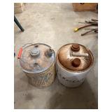 Two Vintage Metal Kerosene Storage Cans with Handles