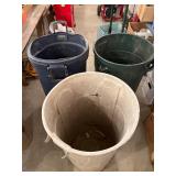 Three Plastic Trash Cans
