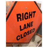 Roadwork and Traffic Signs with Wooden Barricades