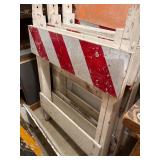 Roadwork and Traffic Signs with Wooden Barricades