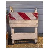 Wooden and Metal Barricades with Sidewalk Closed Sign