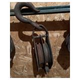 2 Vintage Metal Pulley Blocks