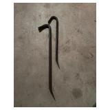 Two Steel Crowbars with Curved End