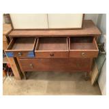 Antique Wooden Dresser with Four Drawers Decorative Handles