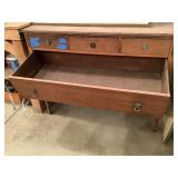 Antique Wooden Dresser with Four Drawers Decorative Handles