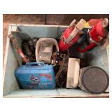 Miscellaneous Garage Items in Wooden Crate