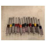 12 Assorted Socket Screwdrivers with Colored Handles