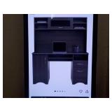 Real Space, Desk with Hutch; dark g...