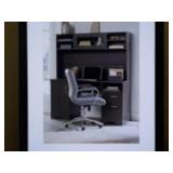 Real Space, Desk with Hutch; dark g...