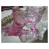 Mirrored Tray, Fenton Shoe, Hat Pins & Holder